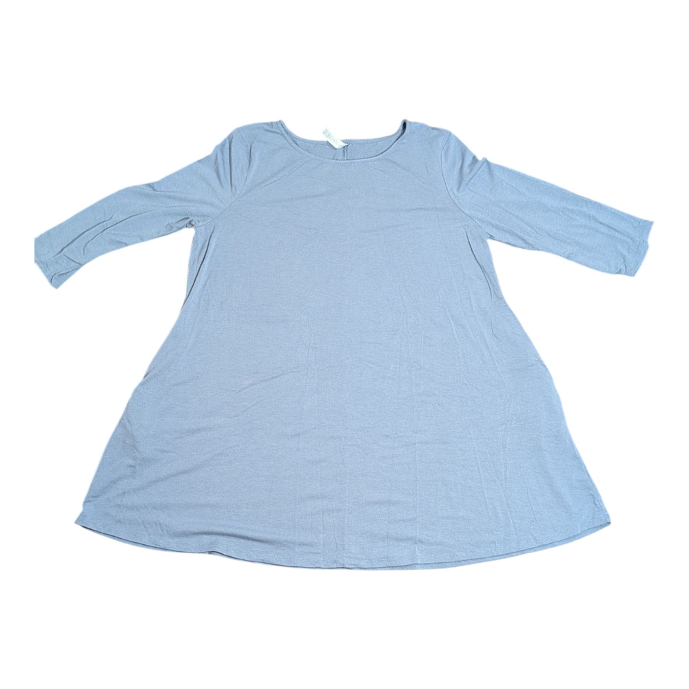Zenana Premium Size 1XL Grey Blue Women's Top Shirt with Pockets